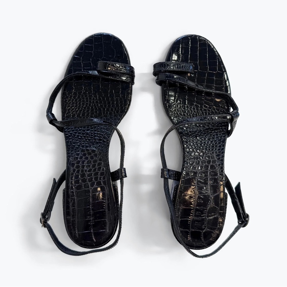 Freda Salvador “Scarlett” Crocodile-Embossed Women's Sandals
